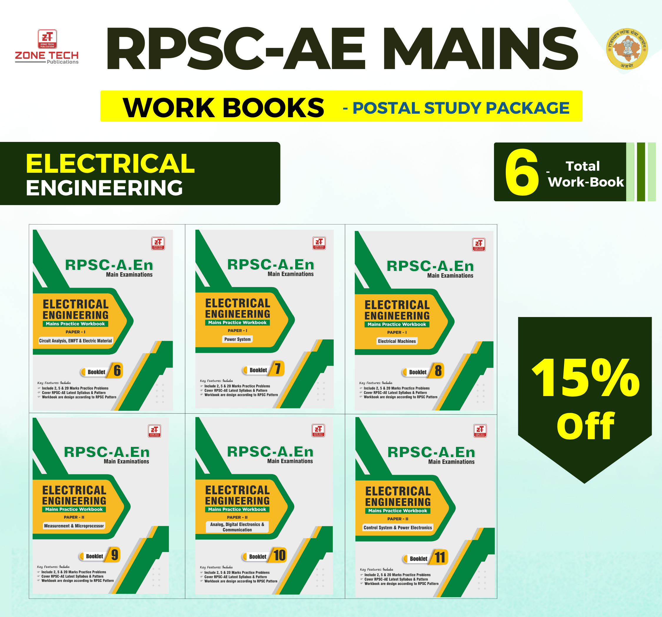 RPSC AE Mains : Electrical Work-Books Postal Study Package (06 Books)